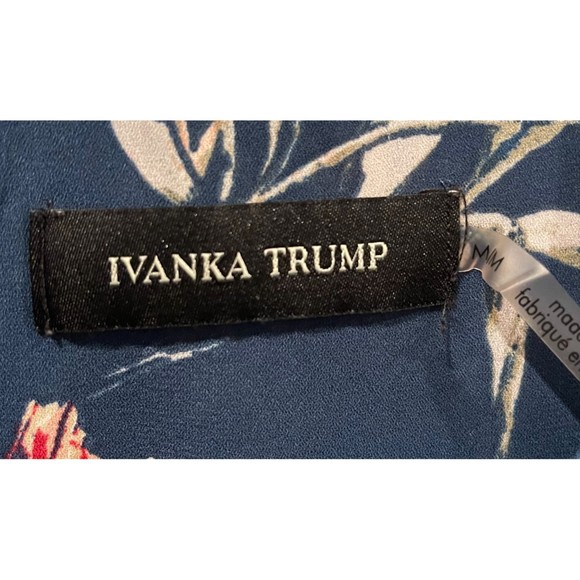 IVANKA TRUMP Blue Floral Chiffon Buttons Blouse - Picture 2 of 4